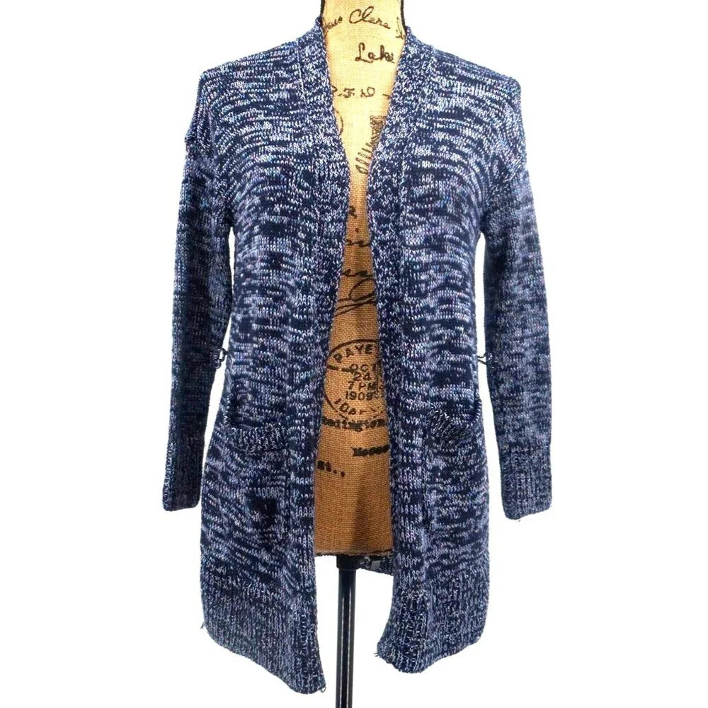 Talbots Sweater Women P Extra Small Blue Knit Open‎ Cardigan Cotton Blend Oprah